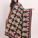 Black Sunflower Pure Silk Kantha Dupatta