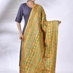 Yellow Geometrical Pure Tussar Kantha Dupatta