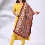 Maroon Geometrical Pure Silk Kantha Stole