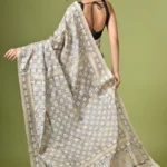 Off White Traditional Kantha Hand Embroidered Pure Tussar Saree