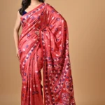 Red Paisleys Kantha Hand Embroidered Pure Tussar Saree