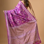 Purple Floral Kantha Hand Embroidered Pure Silk Saree