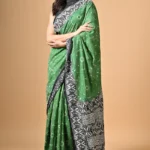Green Traditional Kantha Hand Embroidered Pure Silk Saree